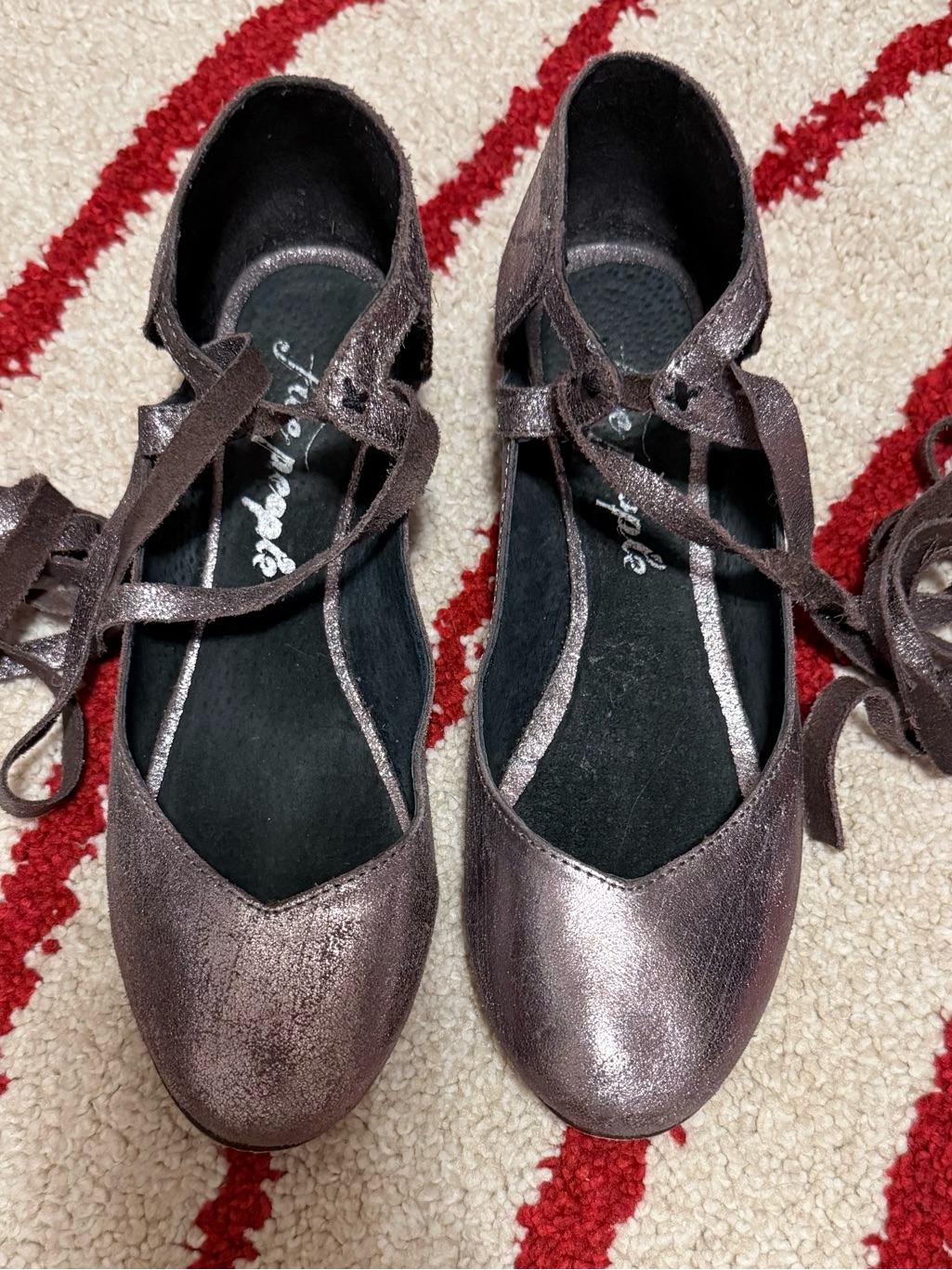 Pewter Free People Ballet Tie Flats